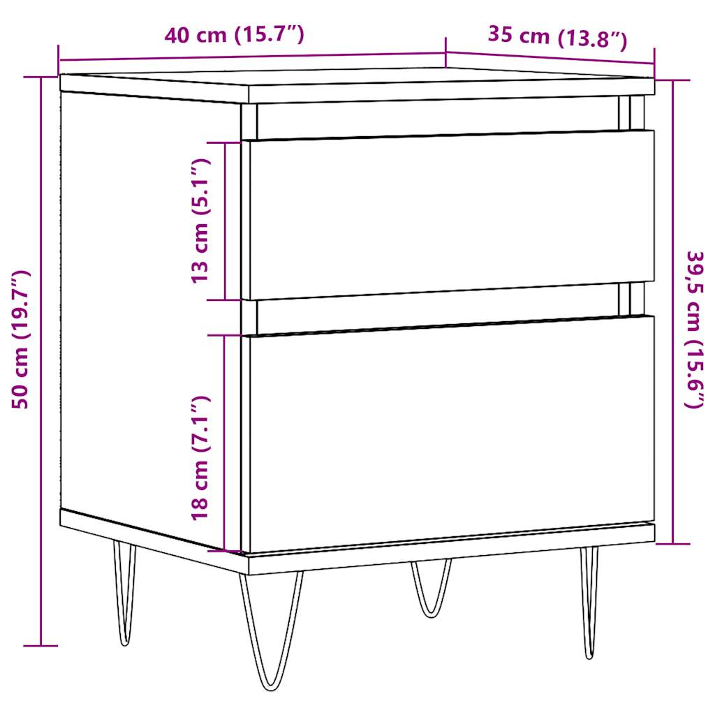 Bedside tables 2 pcs. Old wood look 40x35x50 cm wood material