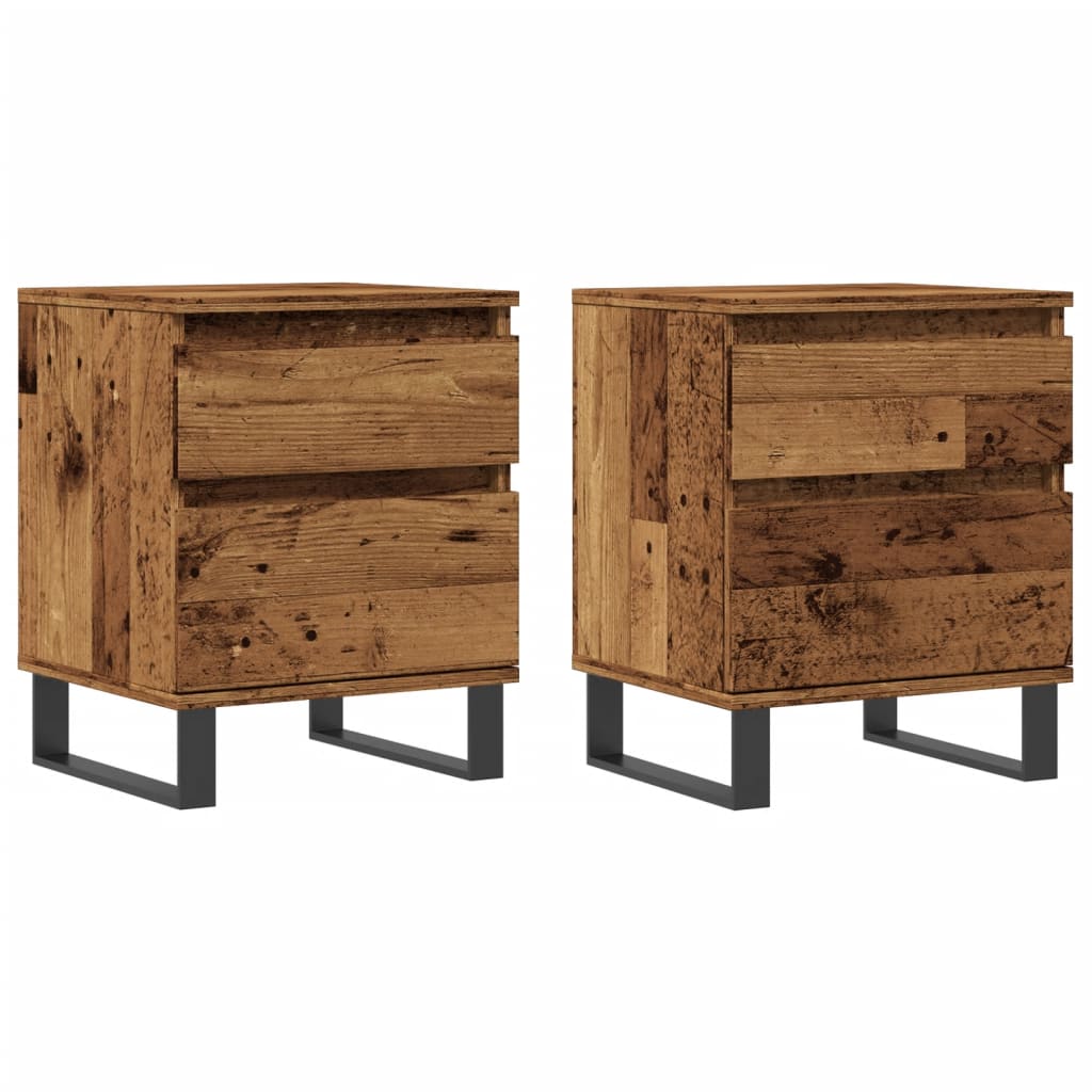 Bedside tables 2 pcs. Old wood look 40x35x50 cm wood material