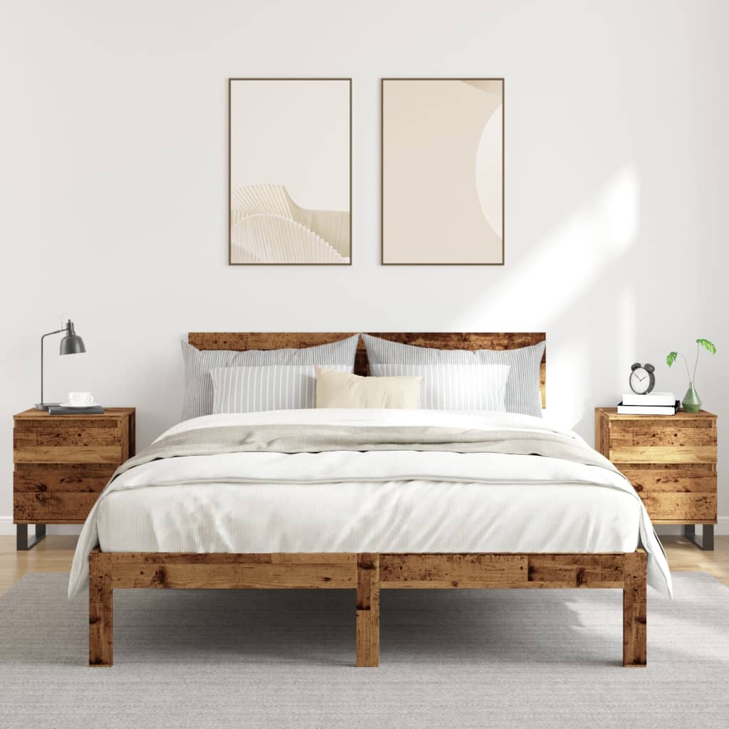 Bedside tables 2 pcs. Old wood look 40x35x50 cm wood material