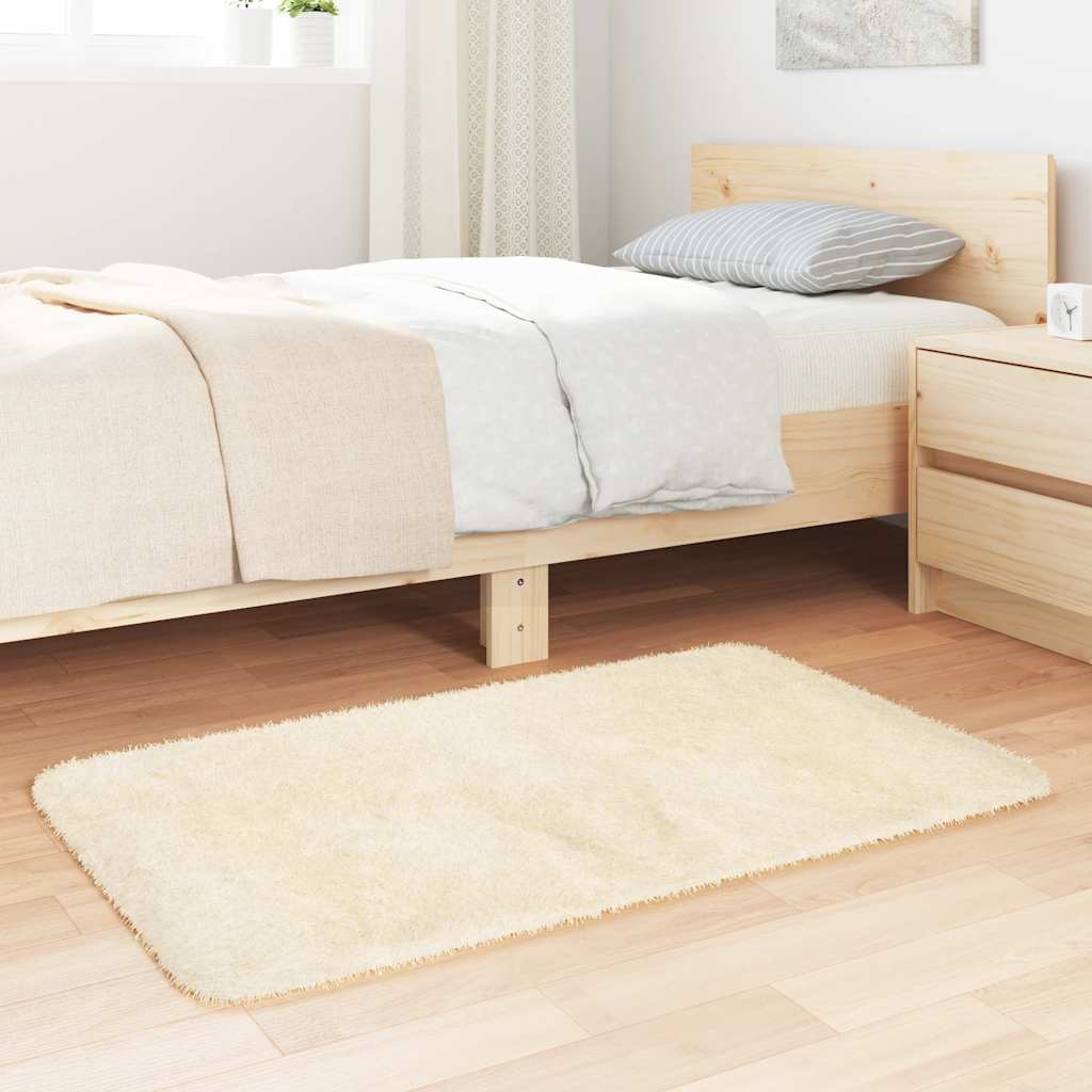Tapis shaggy à poils longs NAVARRA crème 60x100 cm polyester
