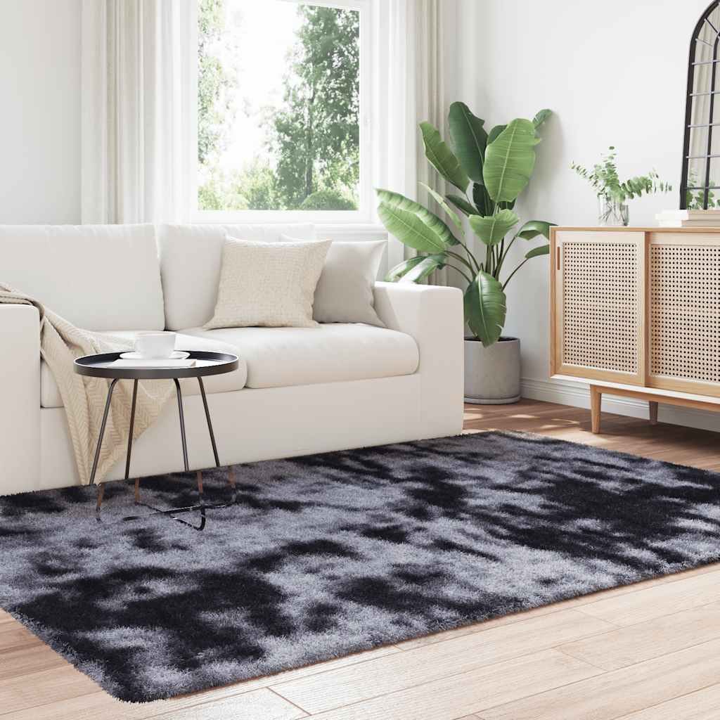 Tapis shaggy à poils longs NAVARRA gris foncé 130x200 cm polyester