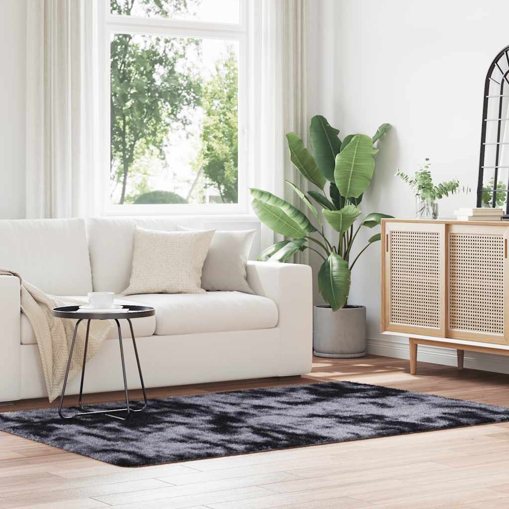 Tapis shaggy à poils longs NAVARRA gris foncé 130x200 cm polyester