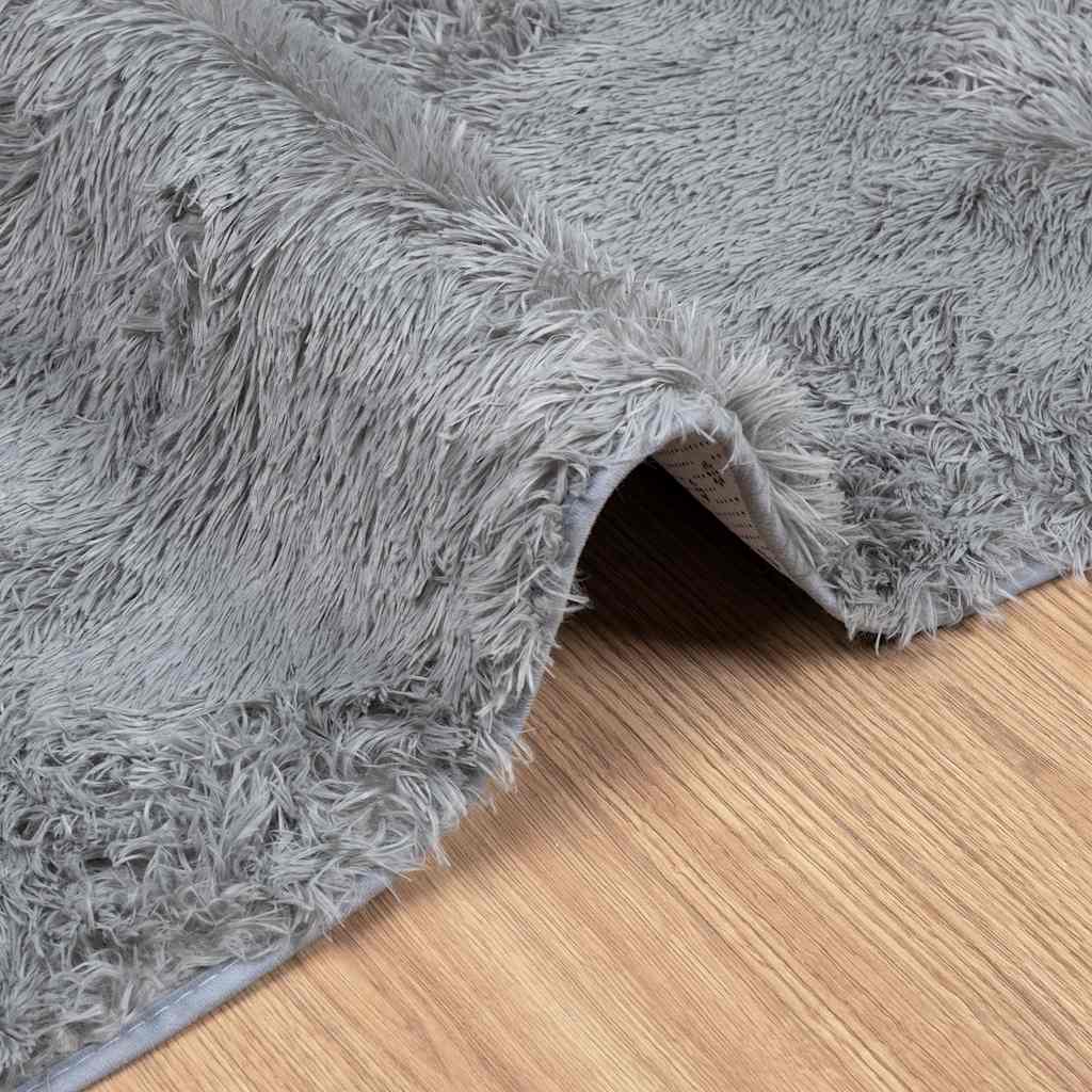 Shaggy rug, high pile NAVARRA, silver grey, 120x120 cm, polyester