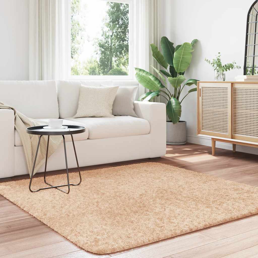 Tapis shaggy à poils longs NAVARRA Beige 160x160 cm Polyester