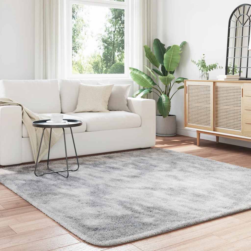 Tapis shaggy, poils longs NAVARRA, gris clair, 200x200 cm, polyester