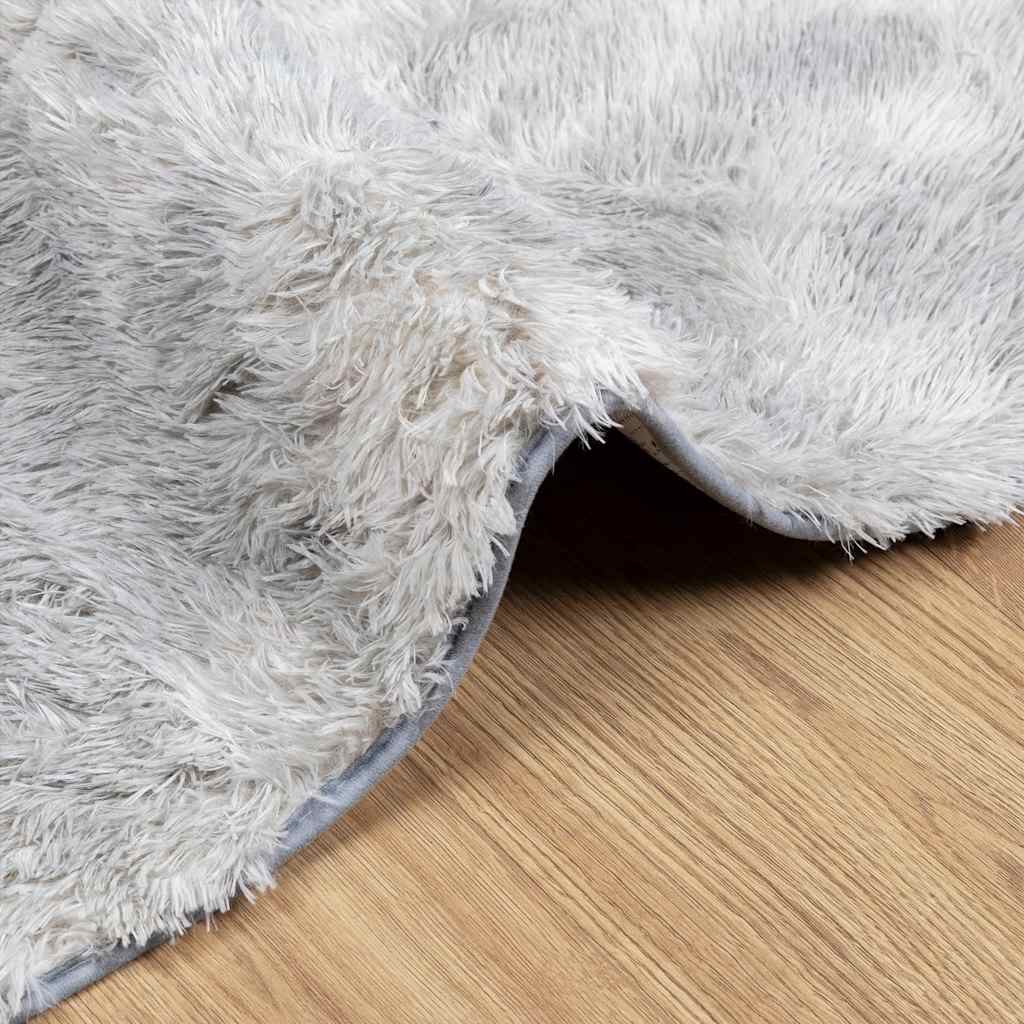 Tapis shaggy, poils longs NAVARRA, gris clair, 200x200 cm, polyester