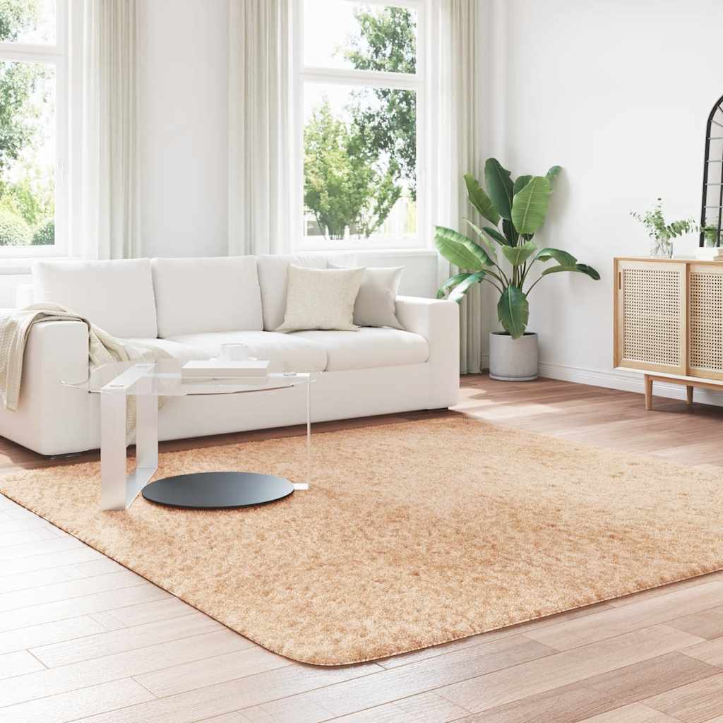 Tapis shaggy à poils longs NAVARRA Beige 240x240 cm Polyester