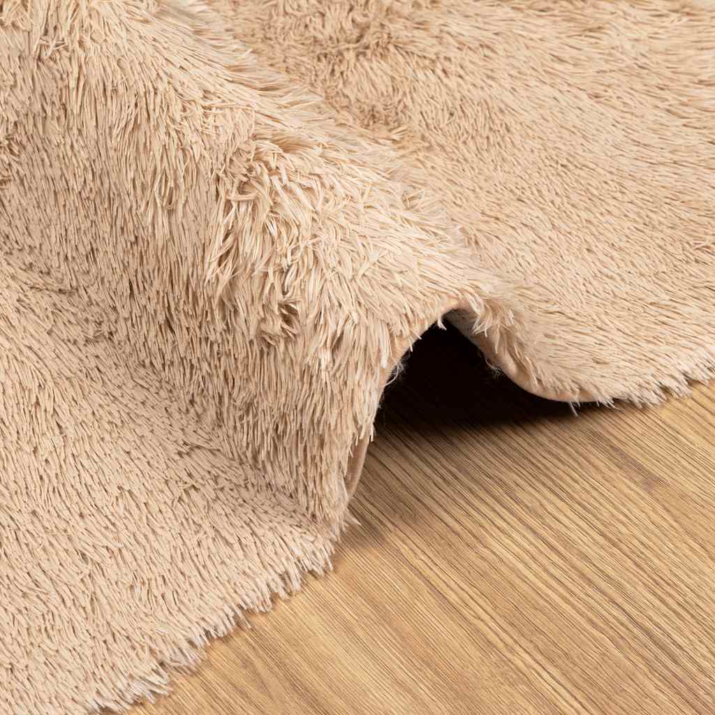 Tapis shaggy à poils longs NAVARRA Beige 240x240 cm Polyester