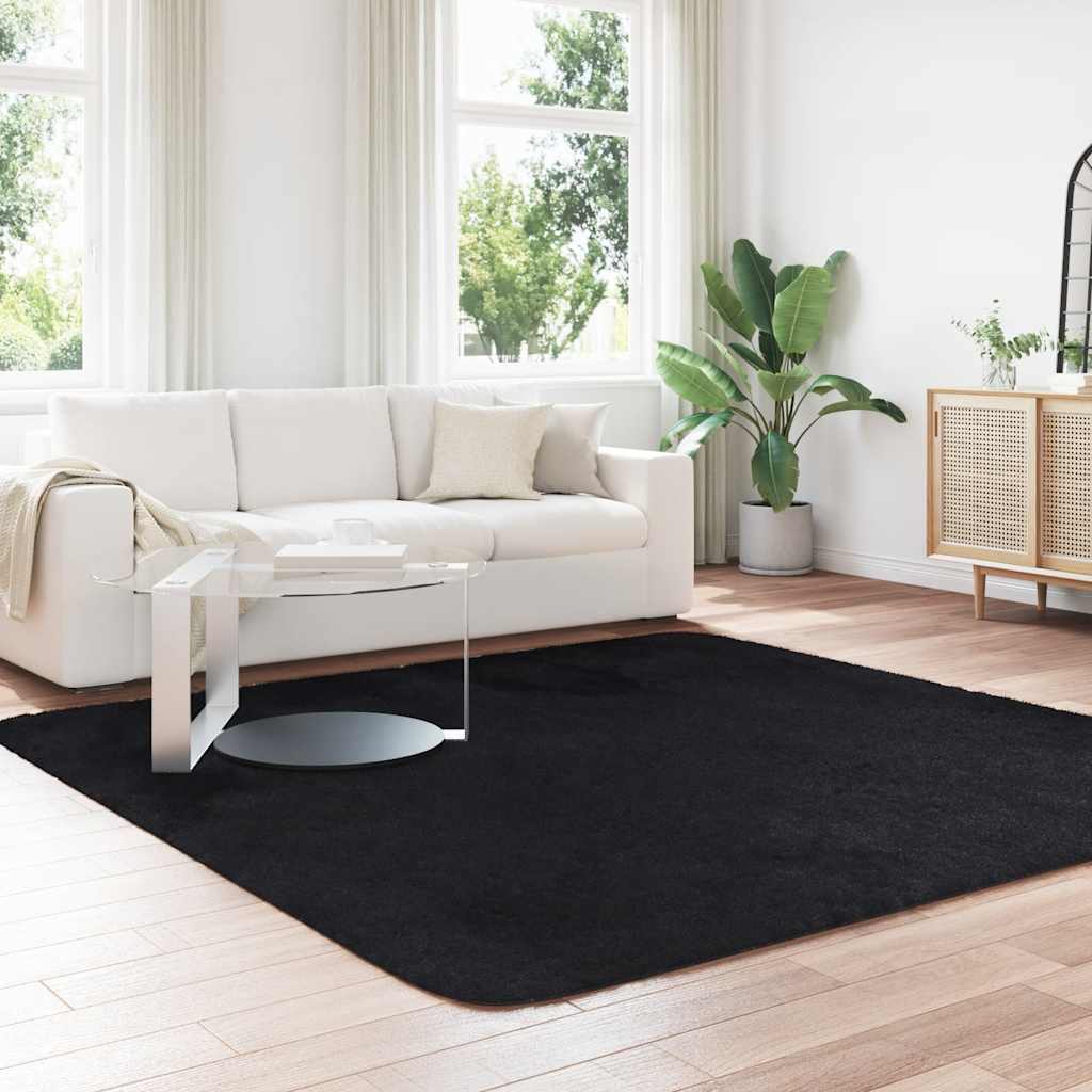 Tapis shaggy à poils longs NAVARRA Noir 240x240 cm Polyester