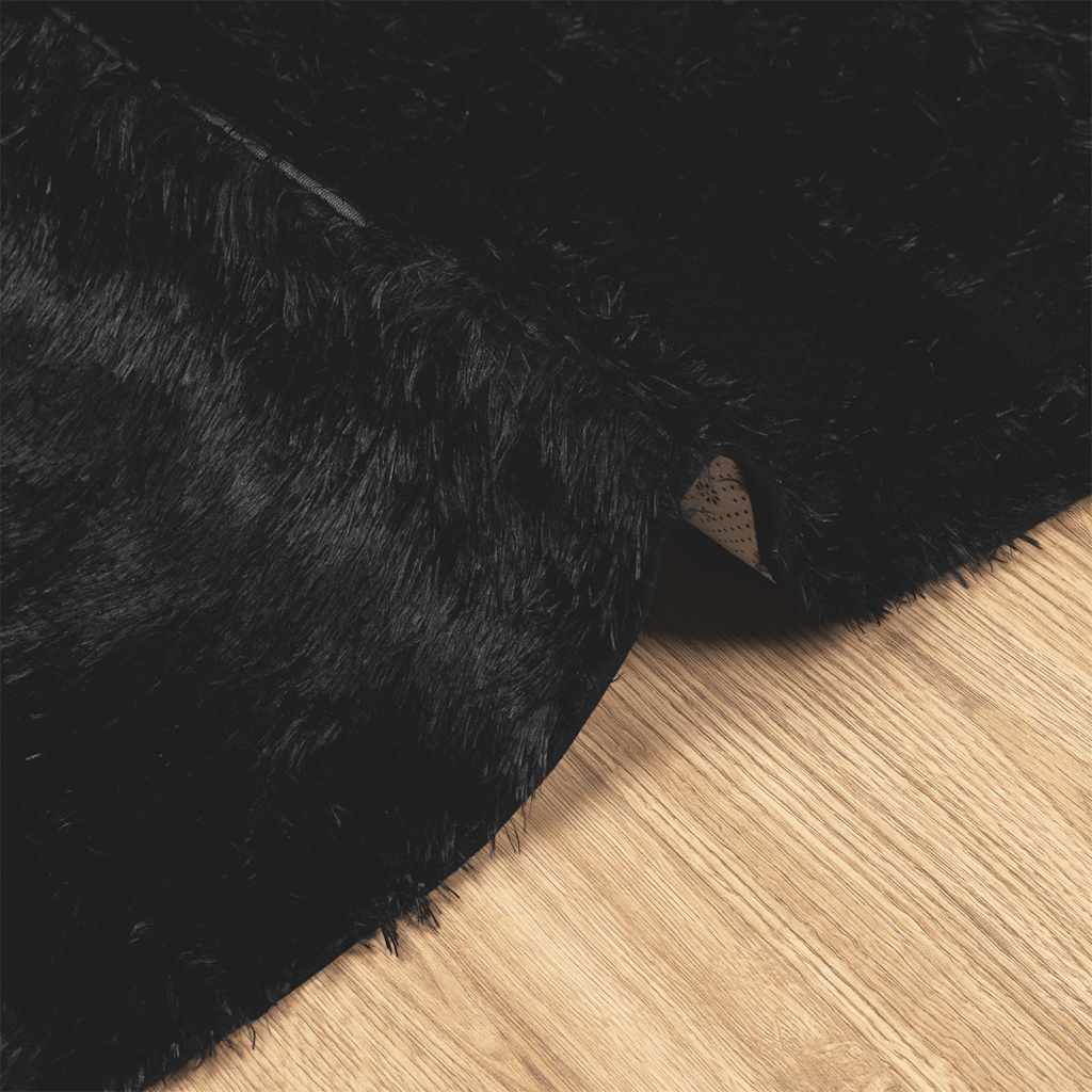 Tapis shaggy à poils longs NAVARRA Noir 240x240 cm Polyester
