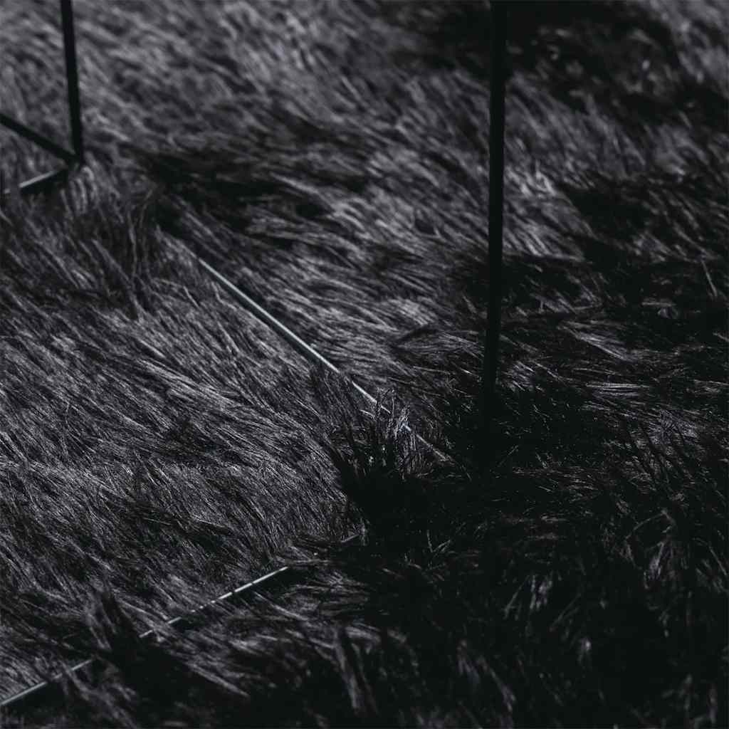 Tapis shaggy à poils longs NAVARRA Noir 240x240 cm Polyester