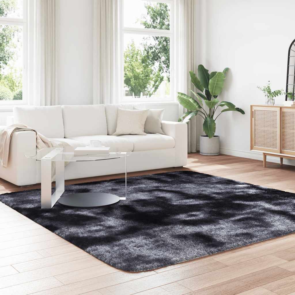 Tapis shaggy, poils longs NAVARRA, gris foncé, 240x240 cm, polyester