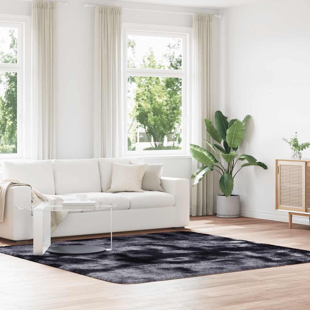 Tapis shaggy, poils longs NAVARRA, gris foncé, 240x240 cm, polyester