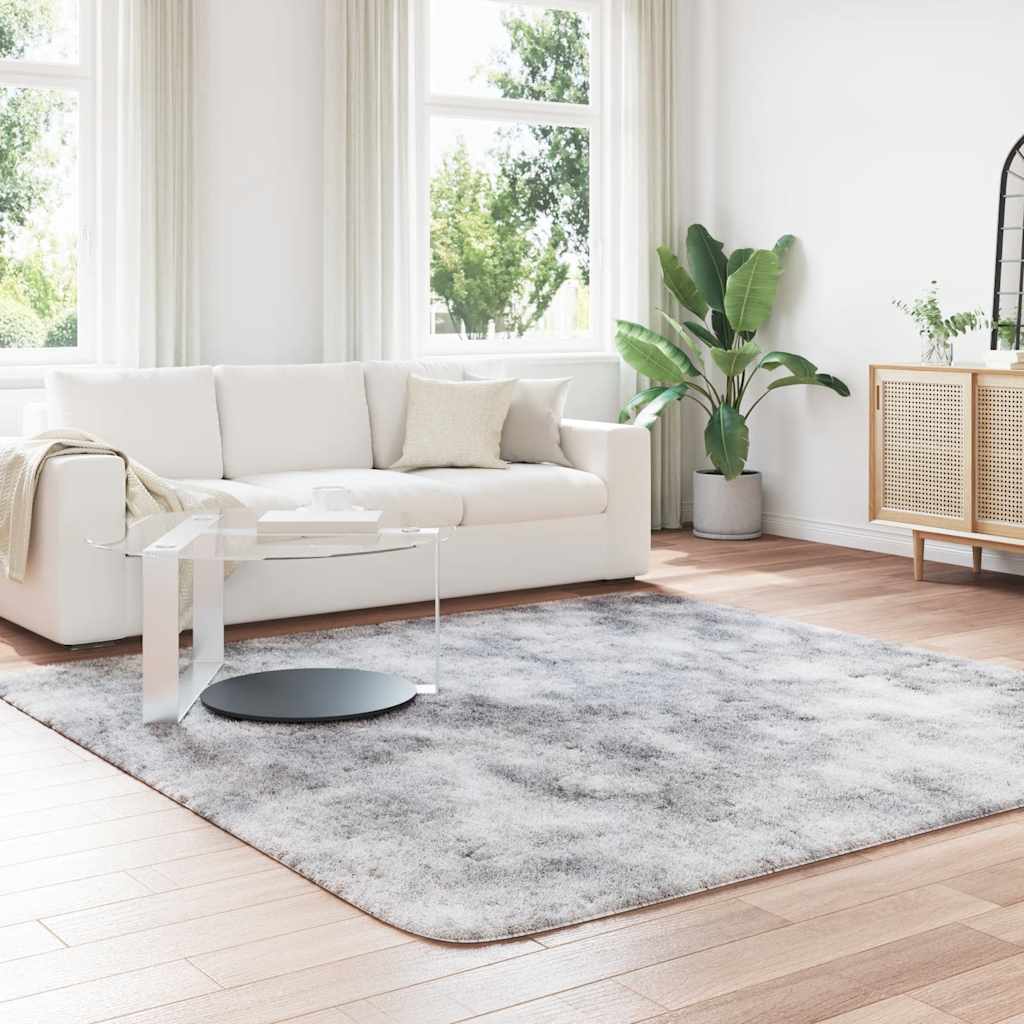 Tapis shaggy à poils longs NAVARRA gris clair 240x240 cm polyester