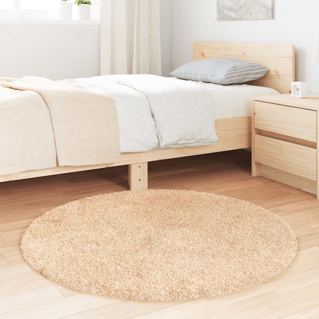 Tapis shaggy à poils longs NAVARRA Beige 100x100 cm Polyester