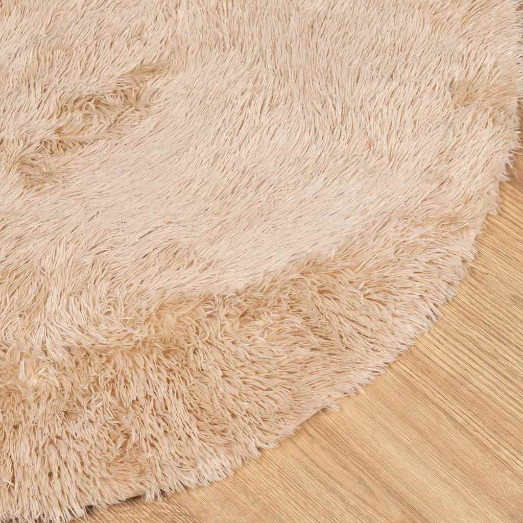 Tapis shaggy à poils longs NAVARRA Beige 100x100 cm Polyester