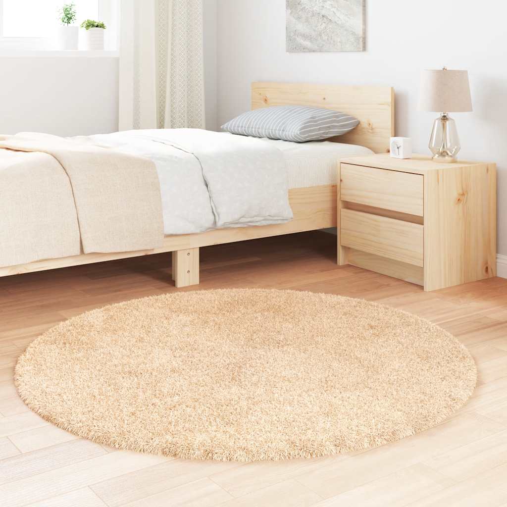 Tapis shaggy à poils longs NAVARRA Beige 120x120 cm Polyester