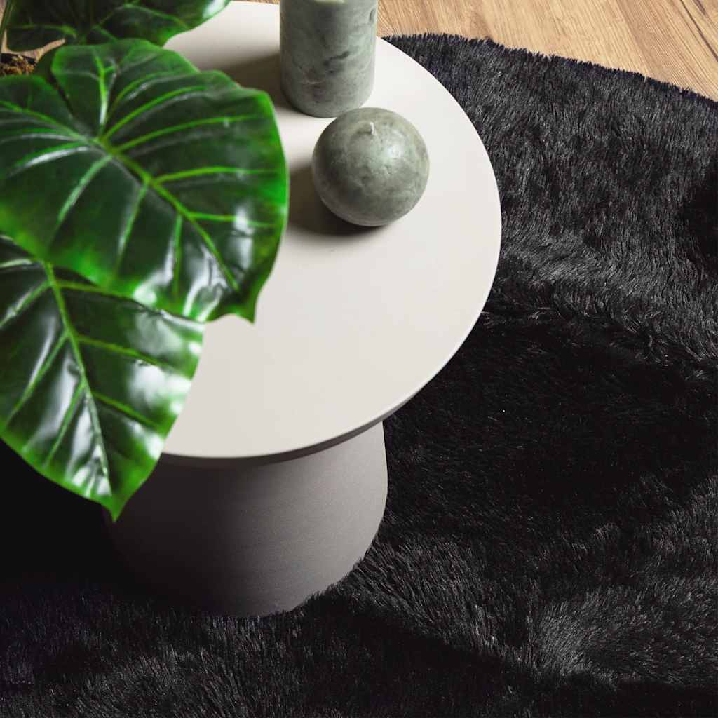 Tapis shaggy à poils longs NAVARRA Noir 120x120 cm Polyester
