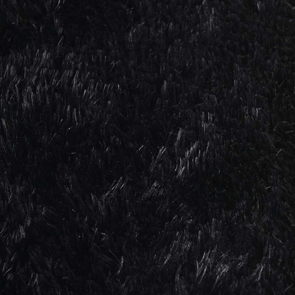 Tapis shaggy à poils longs NAVARRA Noir 120x120 cm Polyester