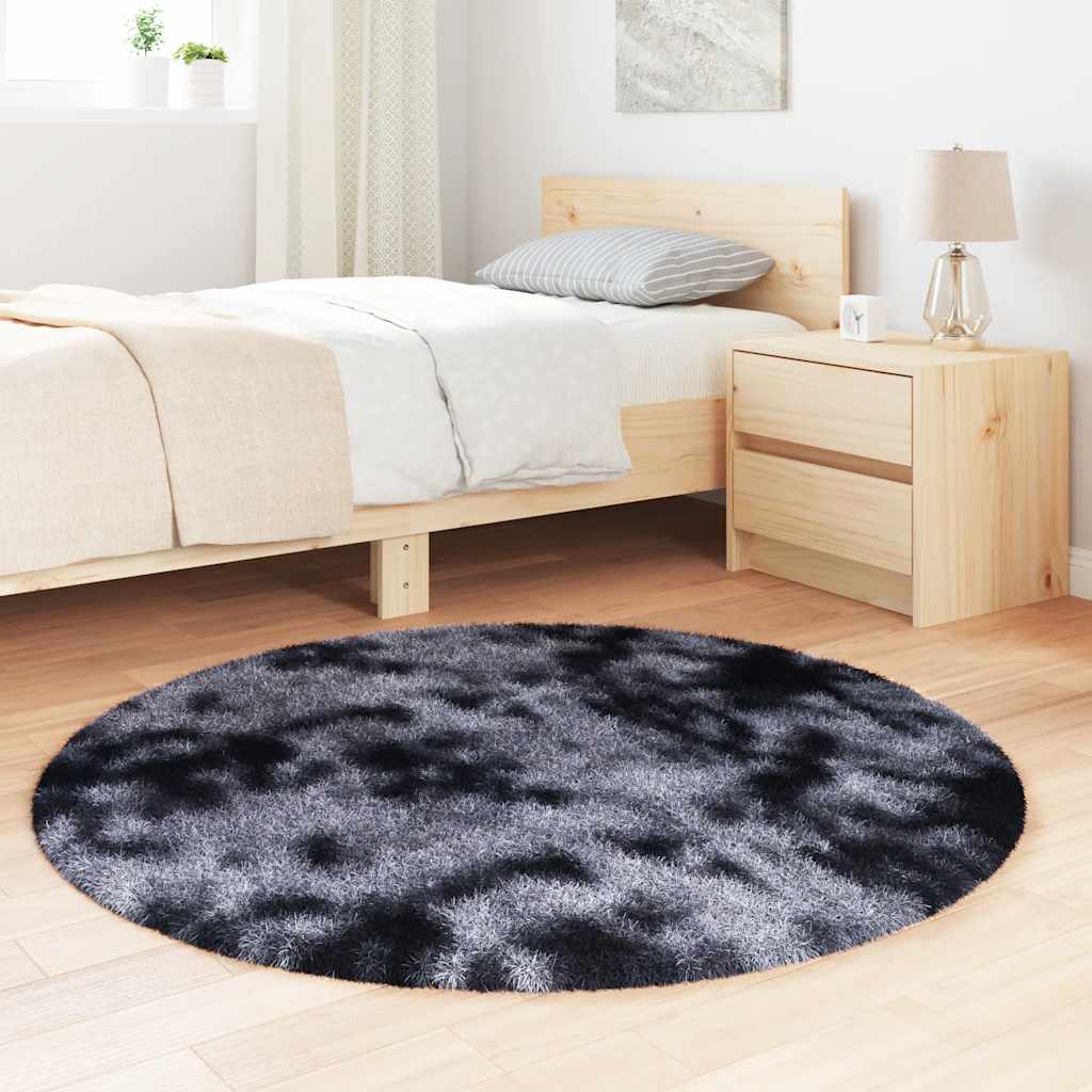 Tapis shaggy, poils longs NAVARRA, gris foncé, 120x120 cm, polyester