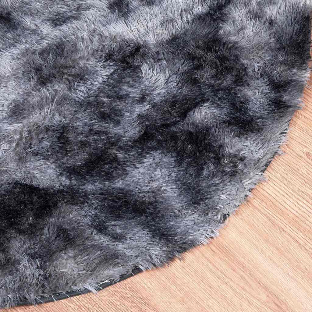 Tapis shaggy, poils longs NAVARRA, gris foncé, 120x120 cm, polyester