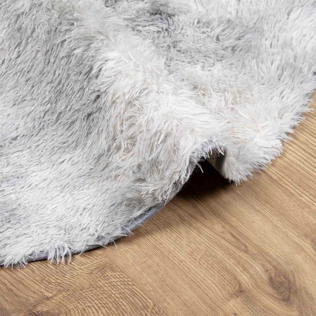 Tapis shaggy, poils longs NAVARRA, gris clair, 120x120 cm, polyester