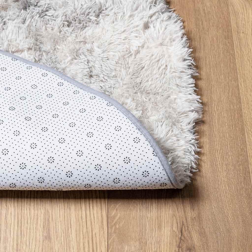 Tapis shaggy, poils longs NAVARRA, gris clair, 120x120 cm, polyester