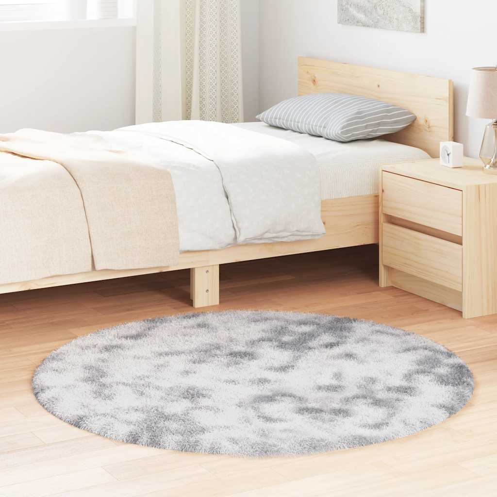 Tapis shaggy, poils longs NAVARRA, gris clair, 120x120 cm, polyester