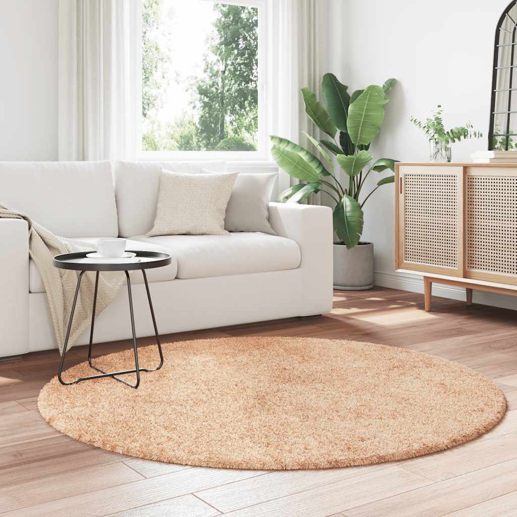 Tapis shaggy à poils longs NAVARRA Beige 160x160 cm Polyester