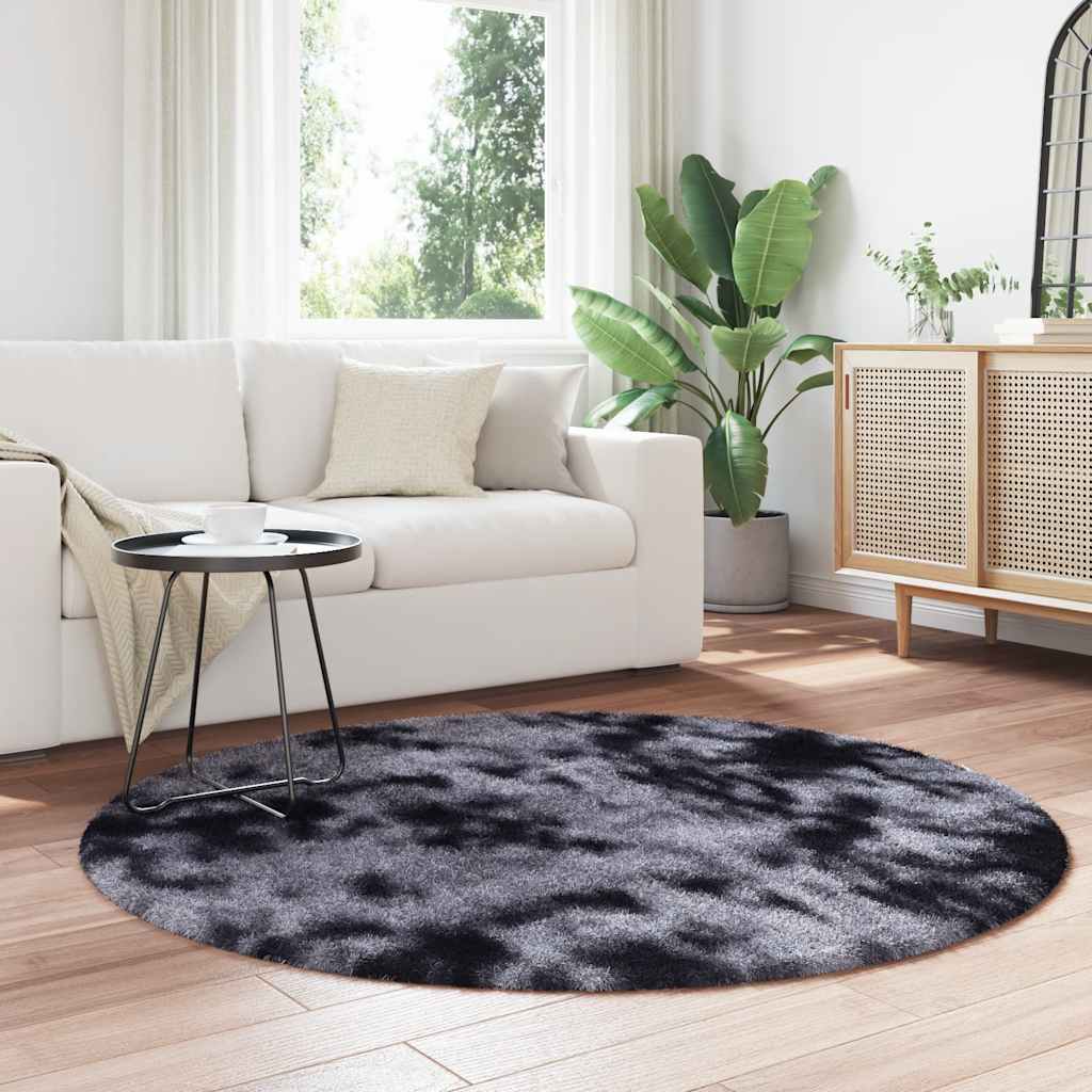 Tapis shaggy à poils longs NAVARRA gris foncé 160x160 cm polyester