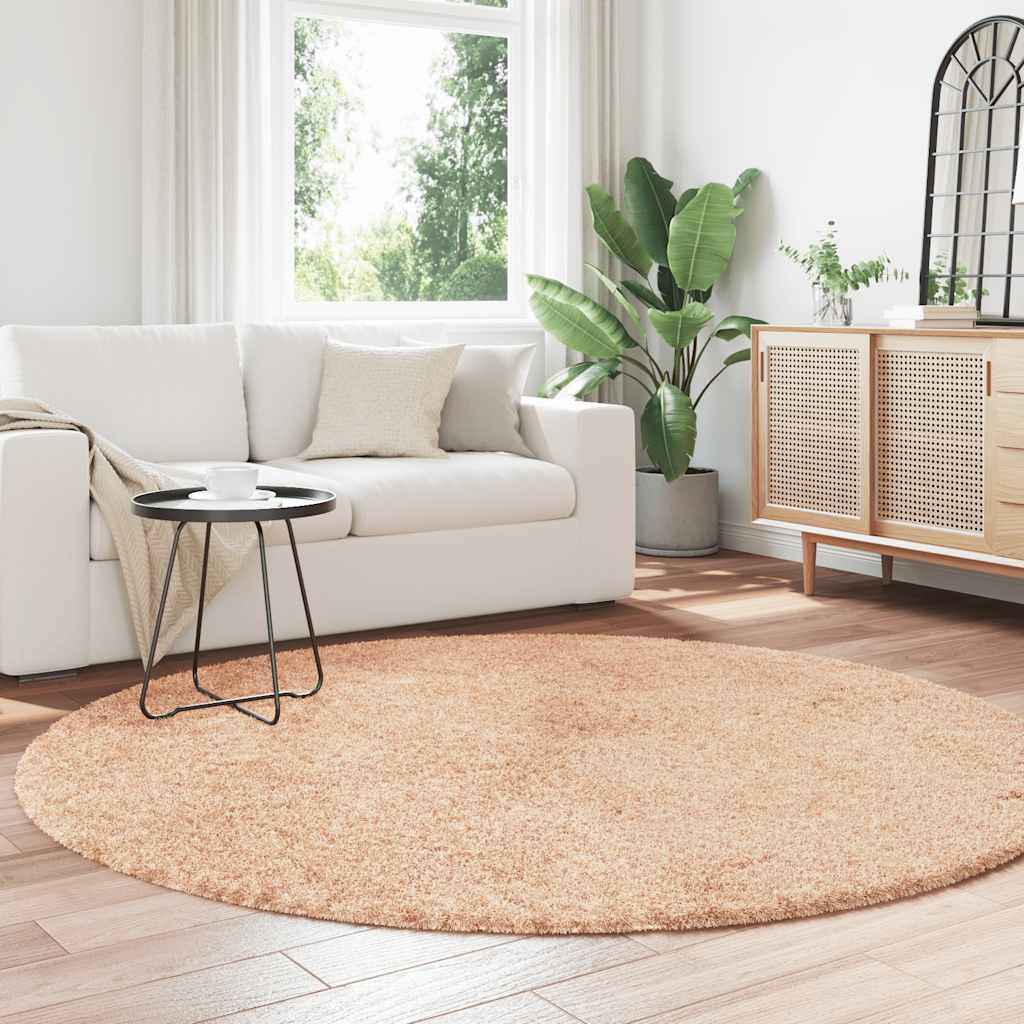 Tapis shaggy à poils longs NAVARRA Beige 200x200 cm Polyester