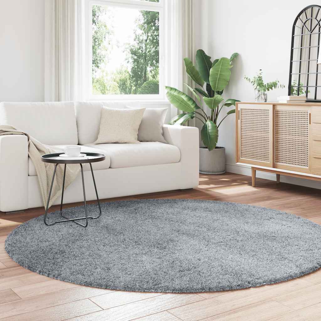 Tapis shaggy à poils longs NAVARRA gris argenté 200x200 cm polyester