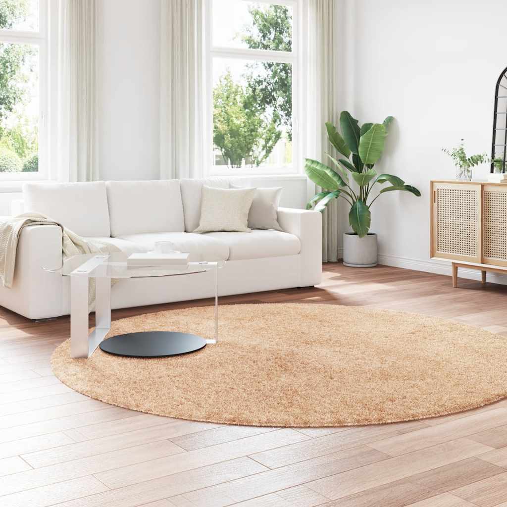 Tapis shaggy à poils longs NAVARRA Beige 240x240 cm Polyester