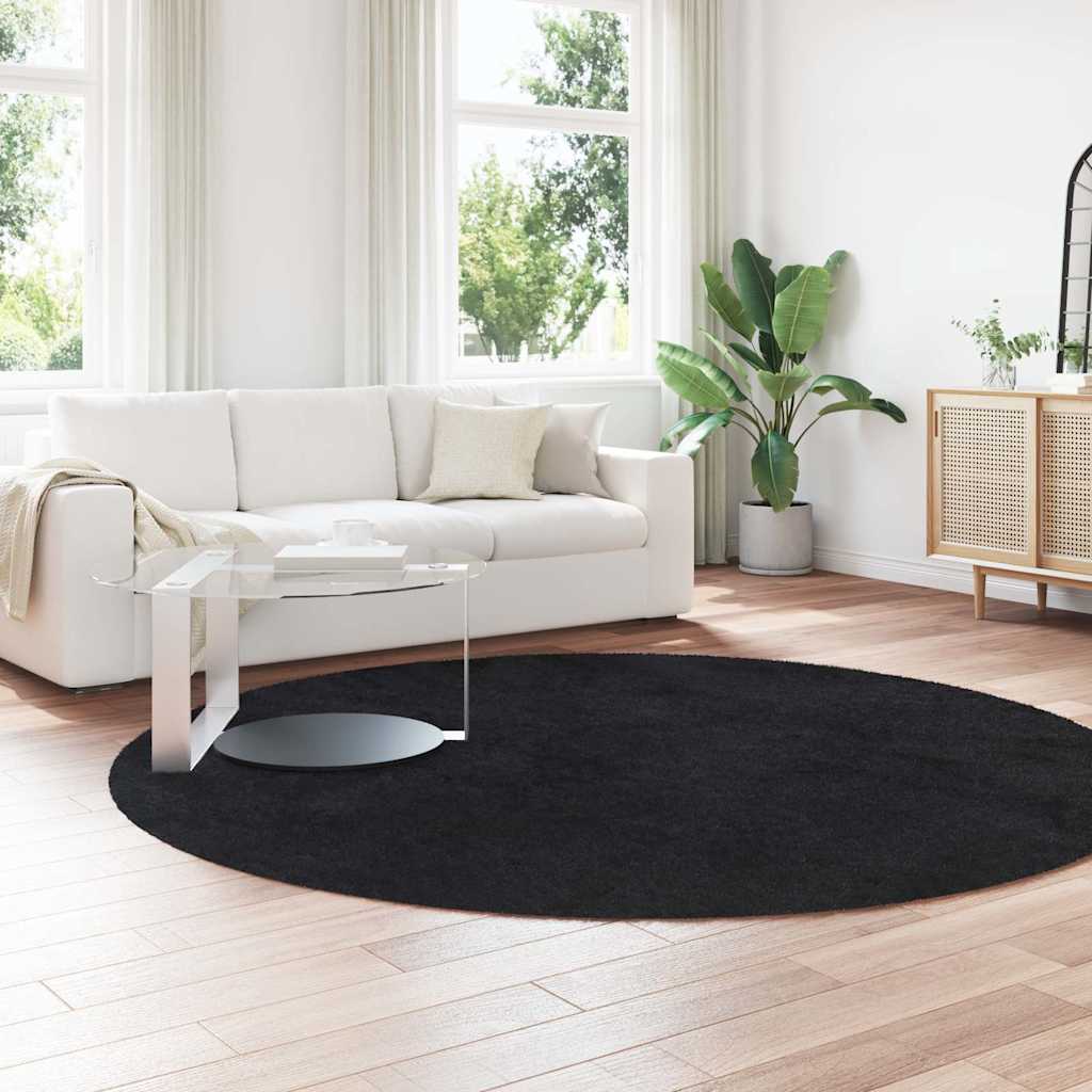 Tapis shaggy à poils longs NAVARRA Noir 240x240 cm Polyester