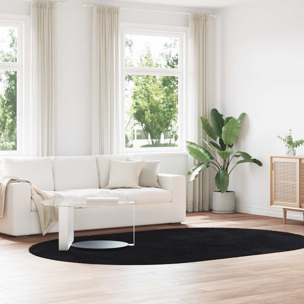 Teppich Shaggy Hochflor NAVARRA Schwarz 300x200 cm Polyester