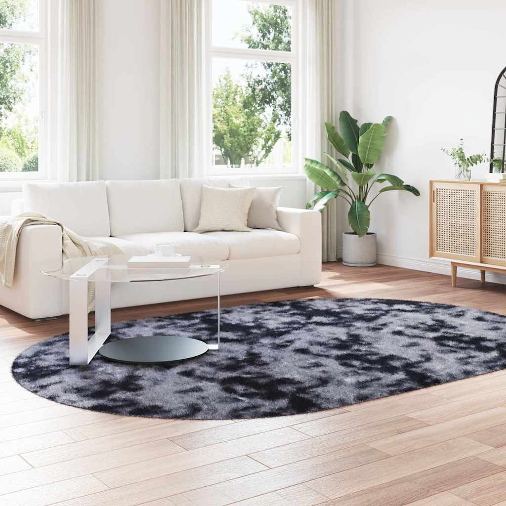 Tapis shaggy à poils longs NAVARRA gris foncé 300x200 cm polyester