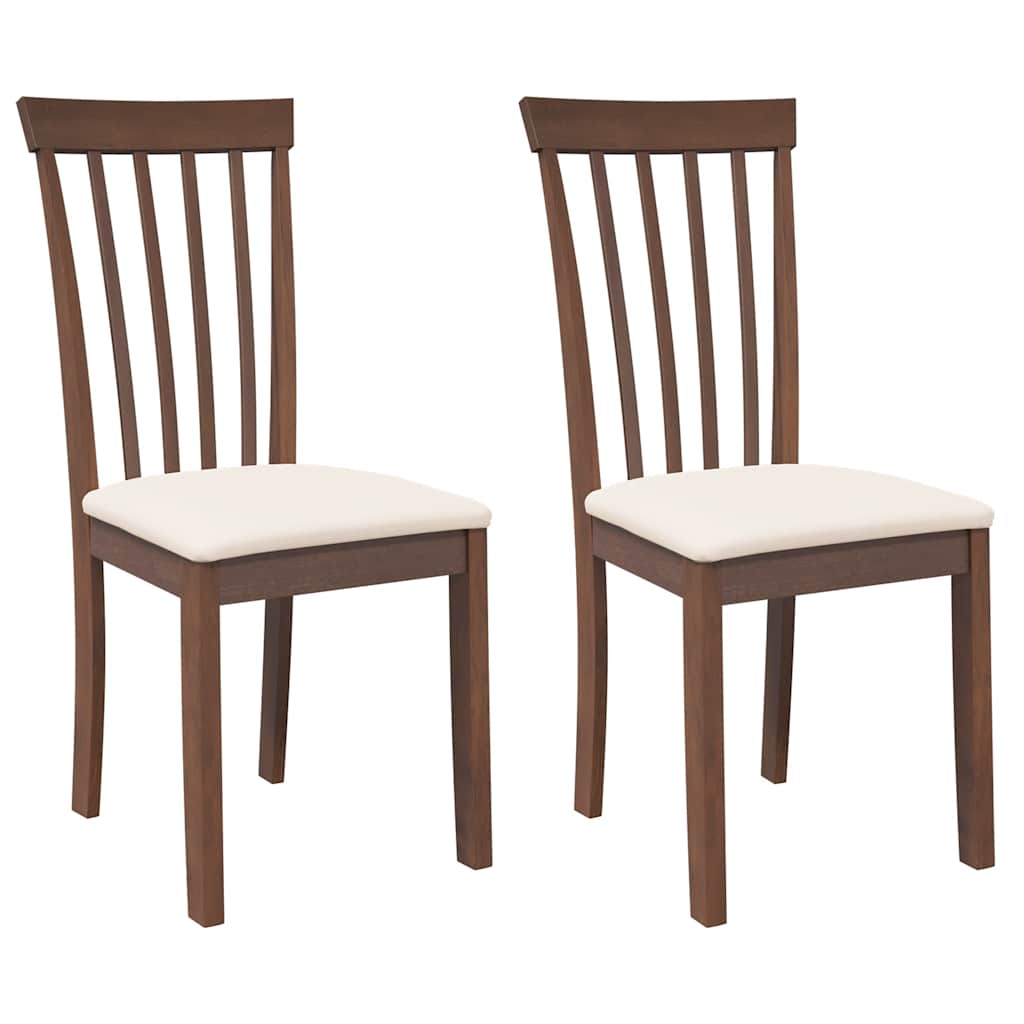 Esszimmerstühle mit Kissen 2 Stk. Braun Massivholz Gummibaum