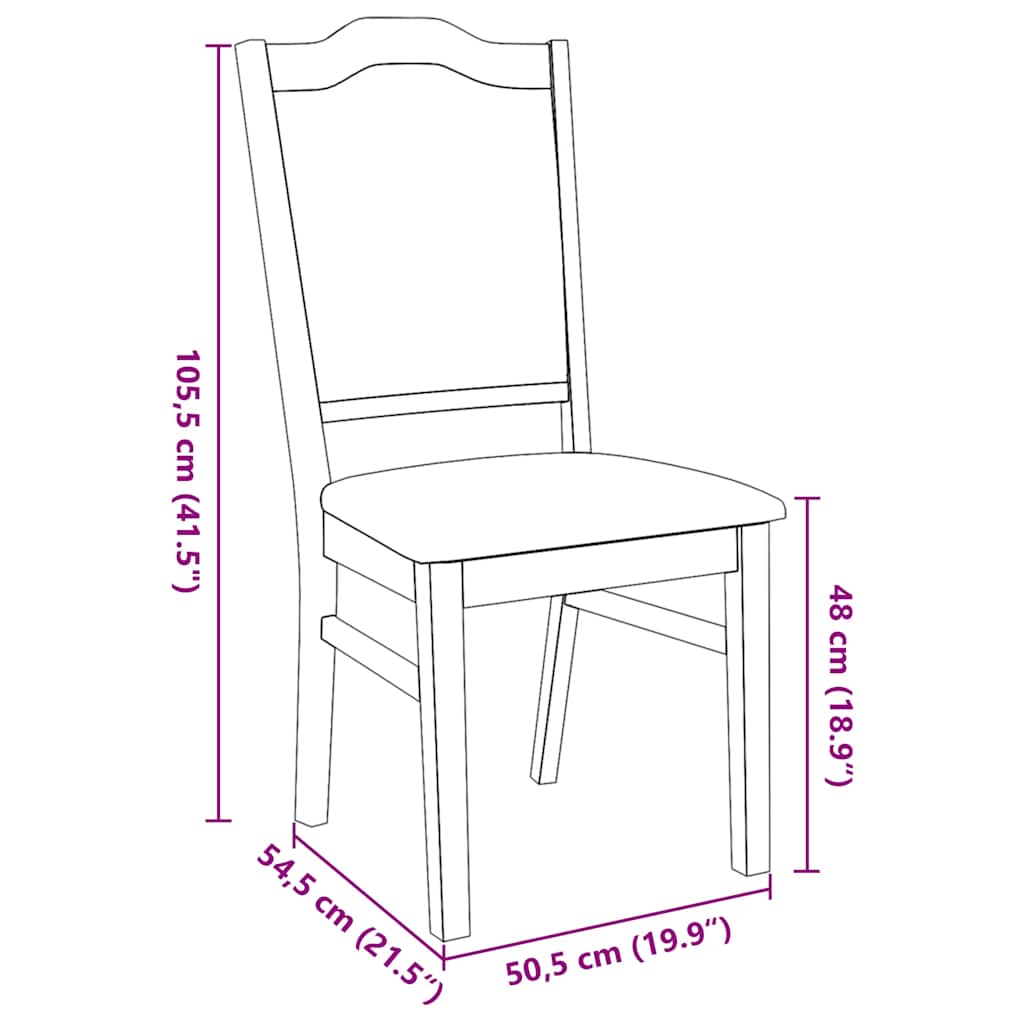 Esszimmerstühle mit Kissen 2 Stk. Braun Massivholz Gummibaum