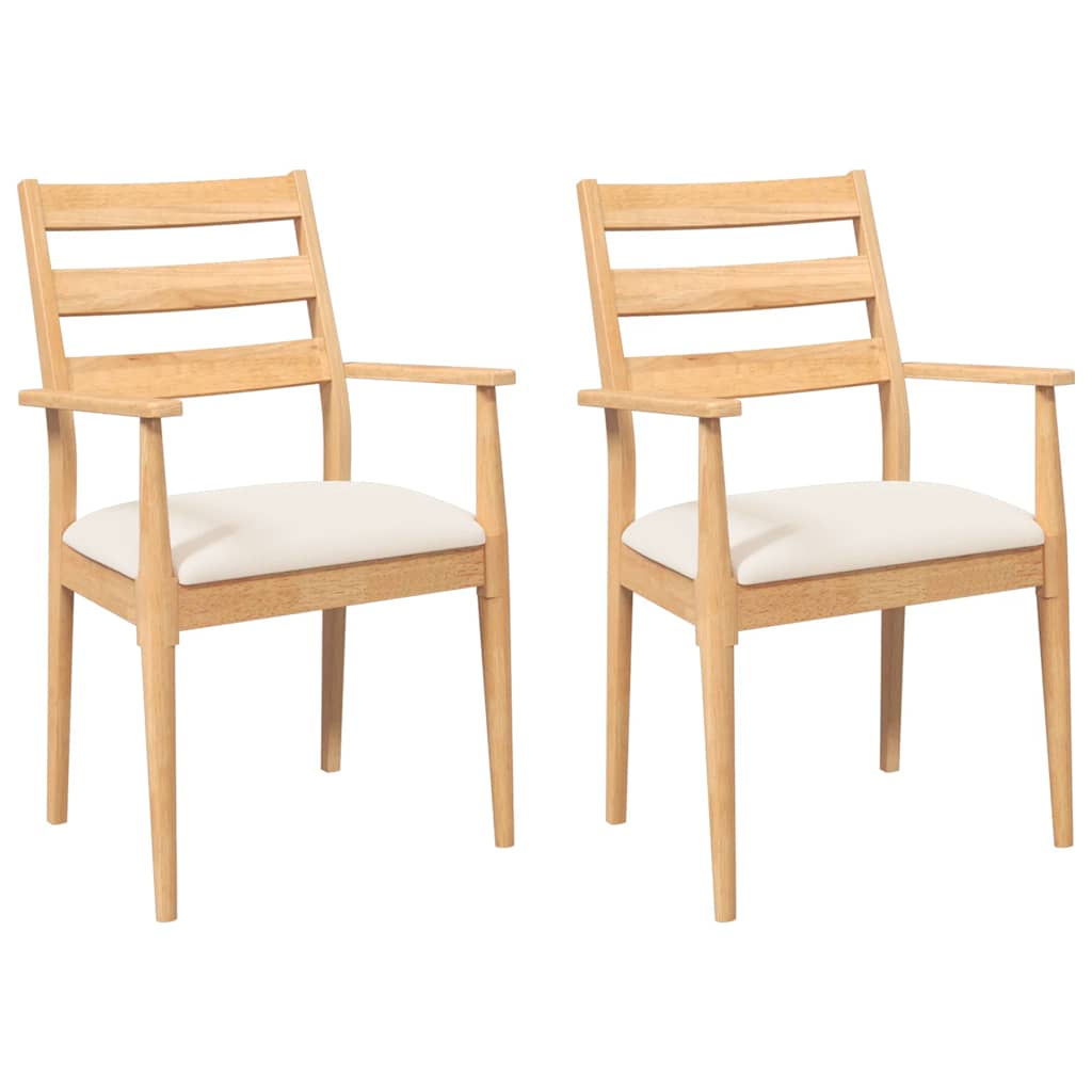 Dining chairs with cushions 2 pcs. Solid wood rubber tree