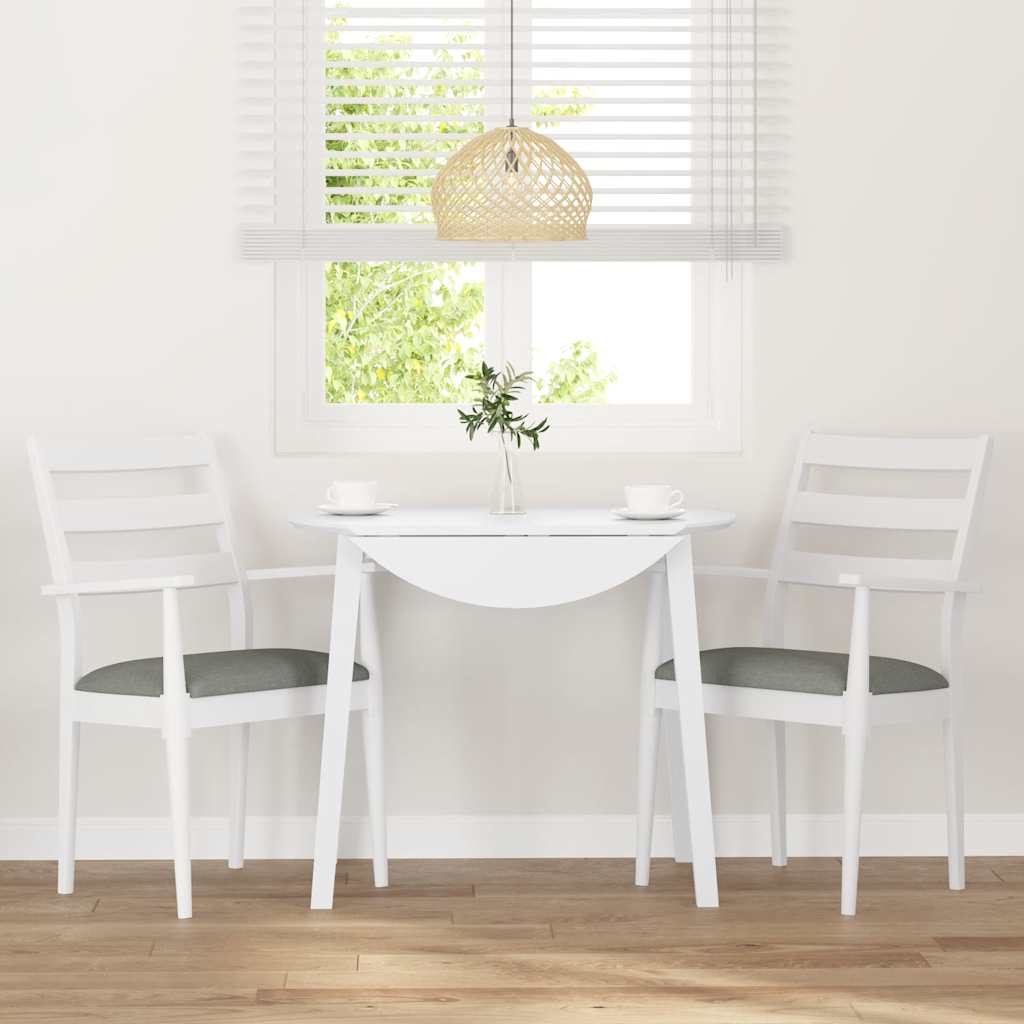 Dining chairs with cushions 2 pcs. White solid wood rubberwood