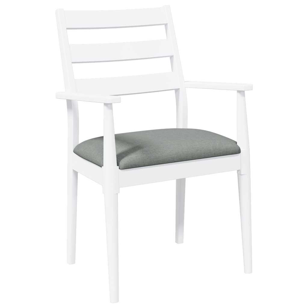 Dining chairs with cushions 2 pcs. White solid wood rubberwood