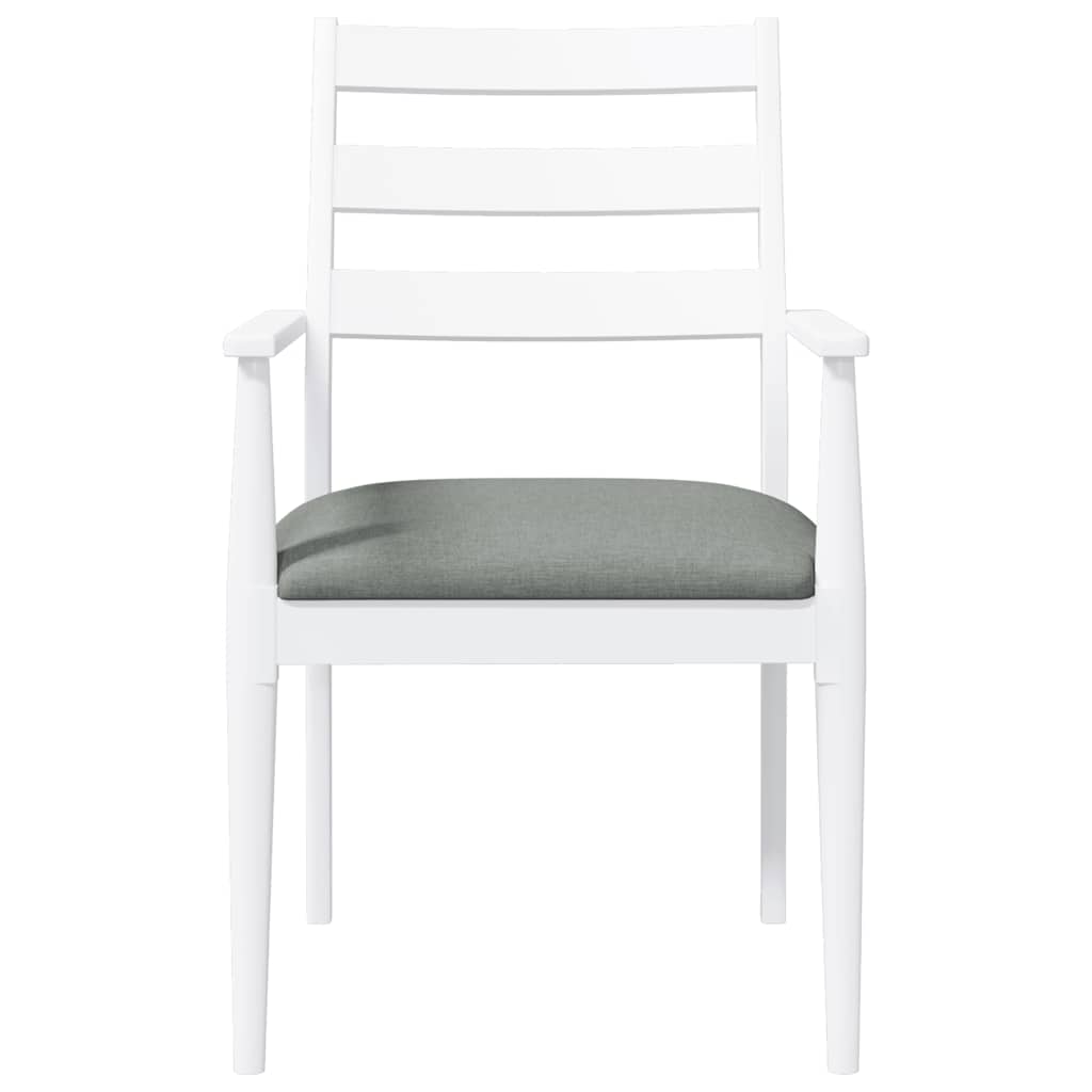 Dining chairs with cushions 2 pcs. White solid wood rubberwood