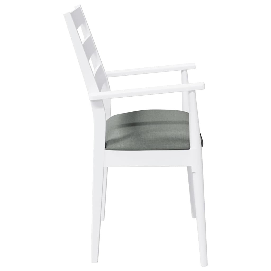 Dining chairs with cushions 2 pcs. White solid wood rubberwood