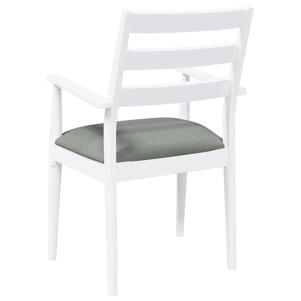 Dining chairs with cushions 2 pcs. White solid wood rubberwood