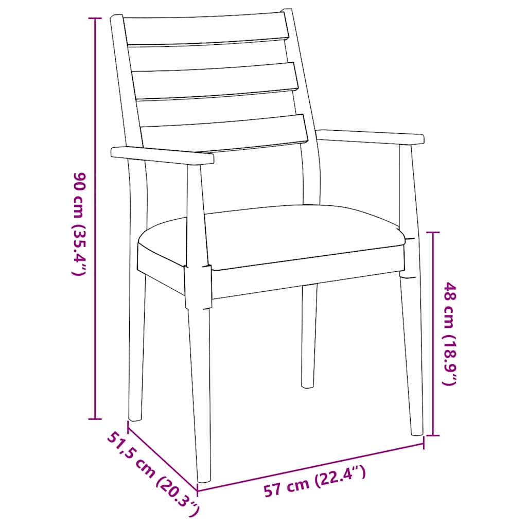 Dining chairs with cushions 2 pcs. White solid wood rubberwood