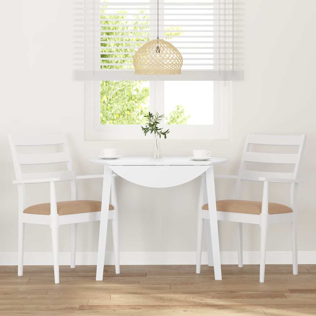 Dining chairs with cushions 2 pcs. White solid wood rubberwood
