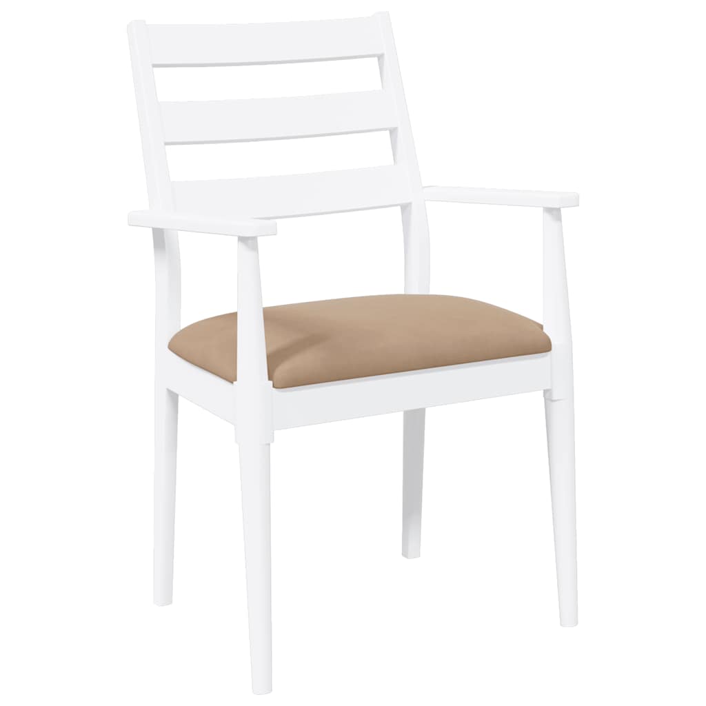 Dining chairs with cushions 2 pcs. White solid wood rubberwood