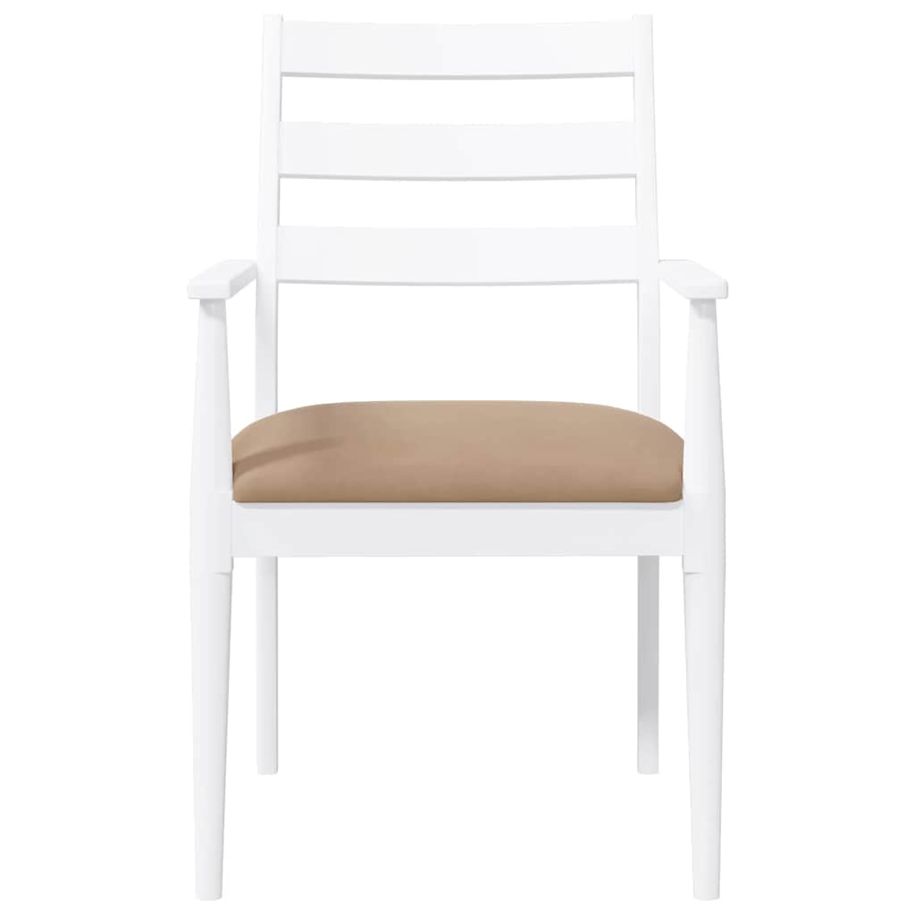 Dining chairs with cushions 2 pcs. White solid wood rubberwood
