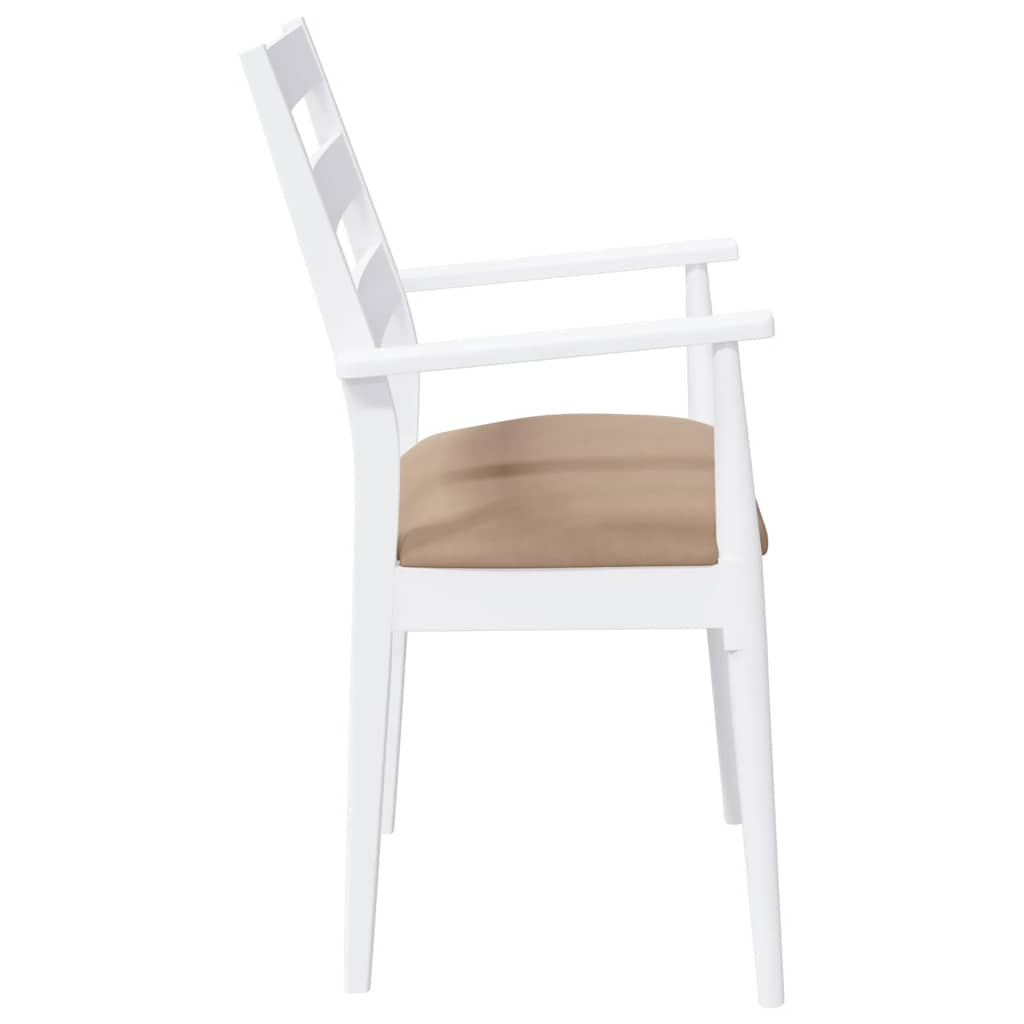 Dining chairs with cushions 2 pcs. White solid wood rubberwood