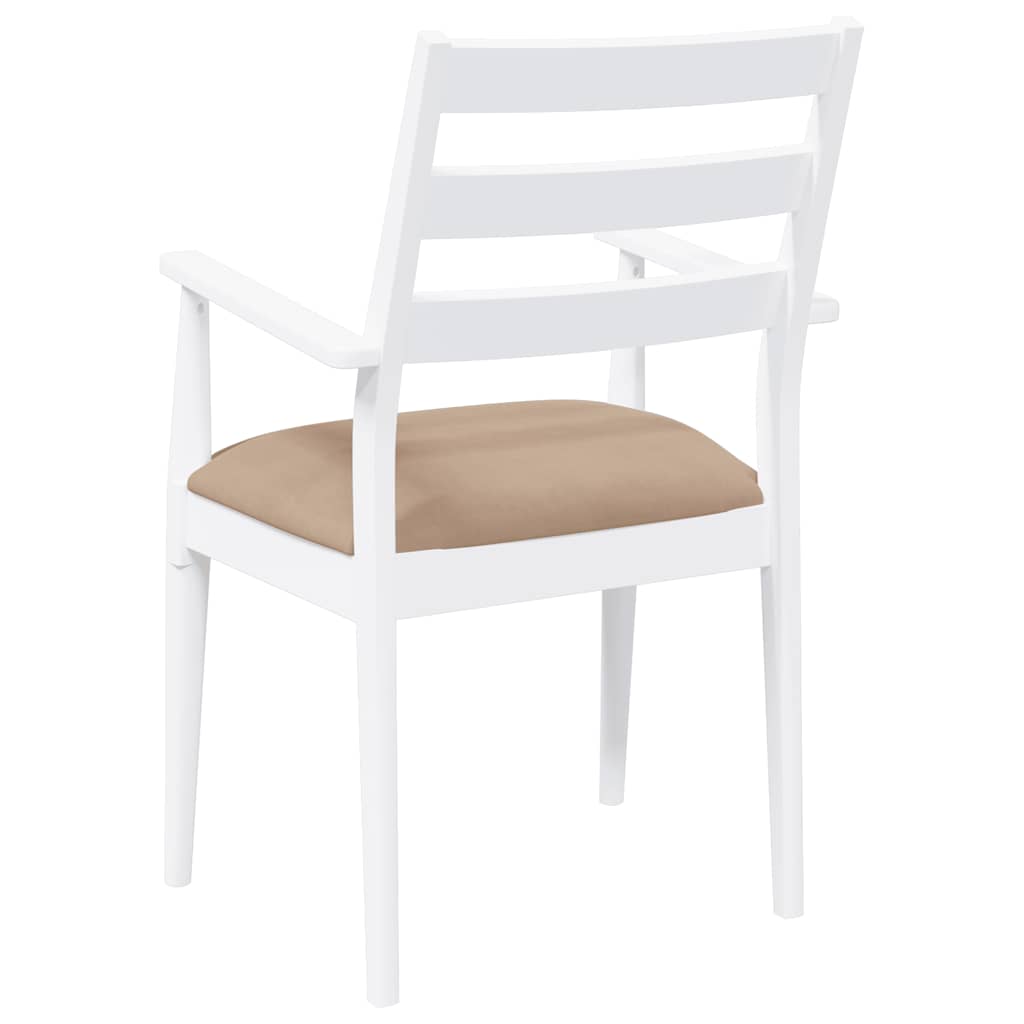 Dining chairs with cushions 2 pcs. White solid wood rubberwood